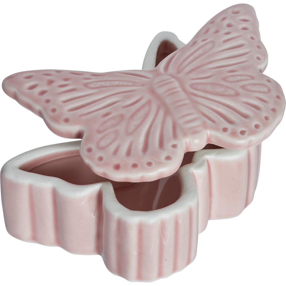 Wilko Pink Butterfly Trinket Dish Image 2
