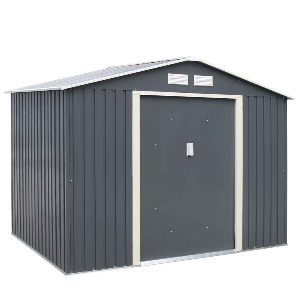 Rowlinson 8 x 6ft Dark Grey Trentvale Apex Metal Garden Shed Image 1