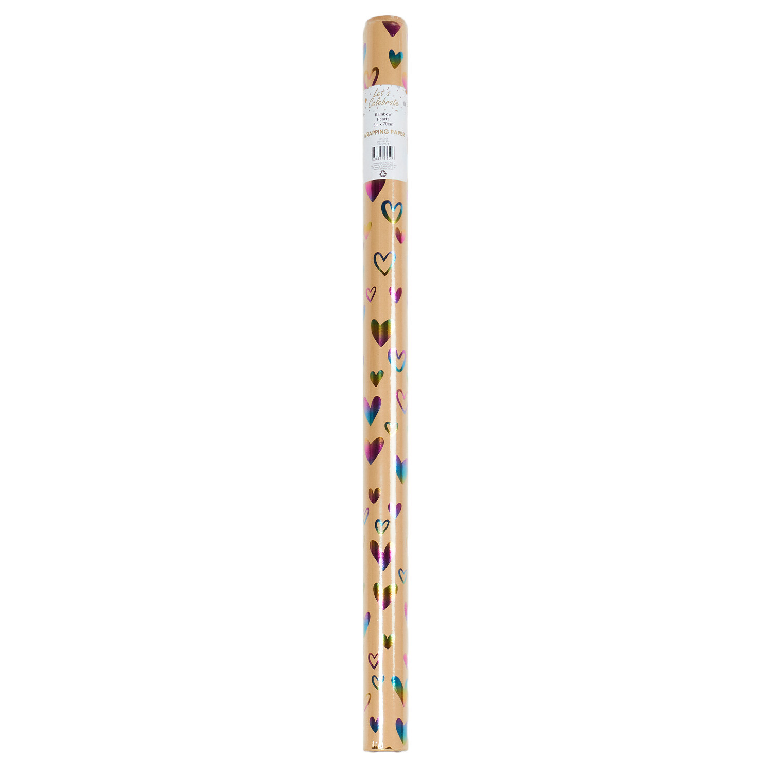 3 Metre Rainbow Hearts Gift Wrap Image 1