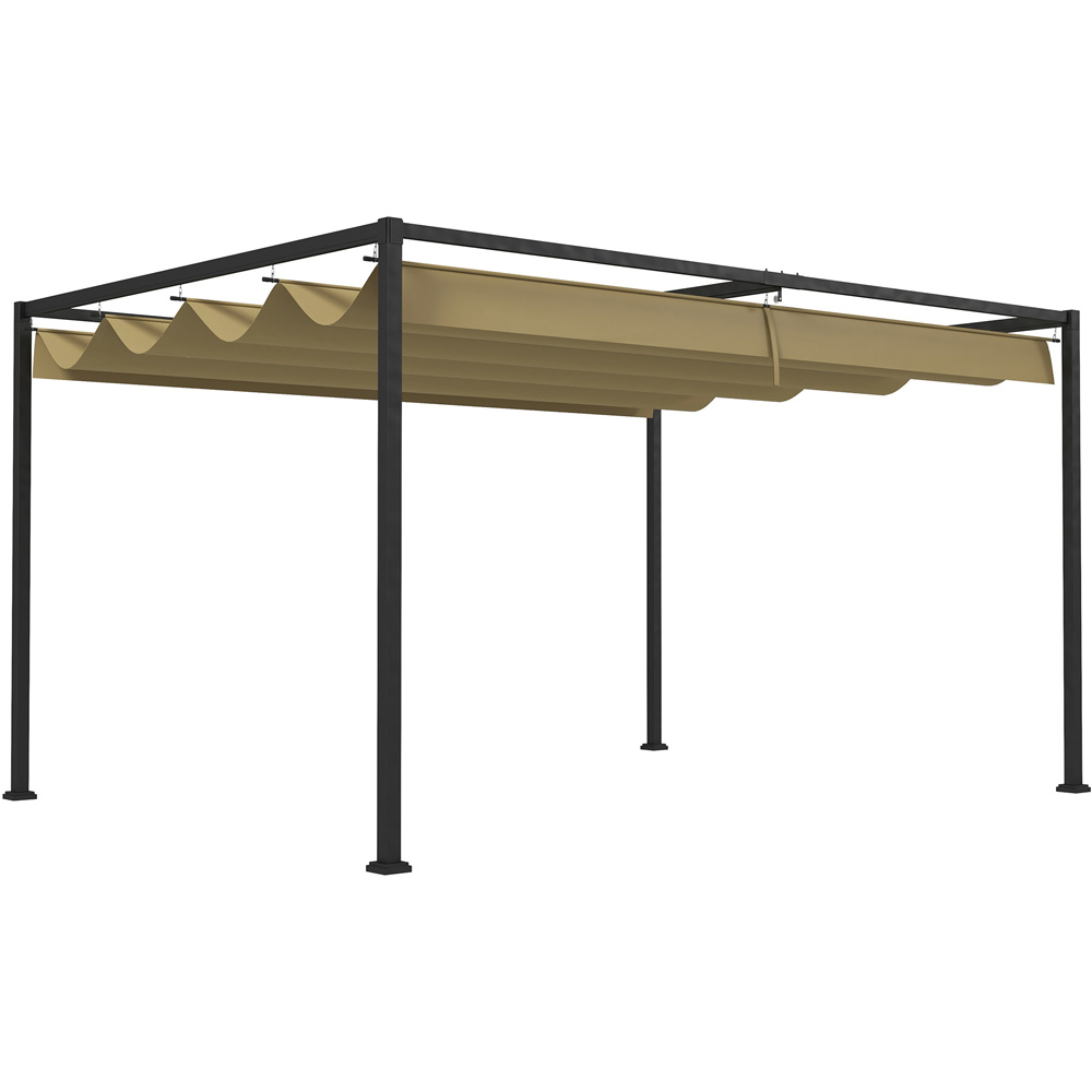 Outsunny 3 x 2m Khaki Steel Frame Retractable Roof Pergola Image 2