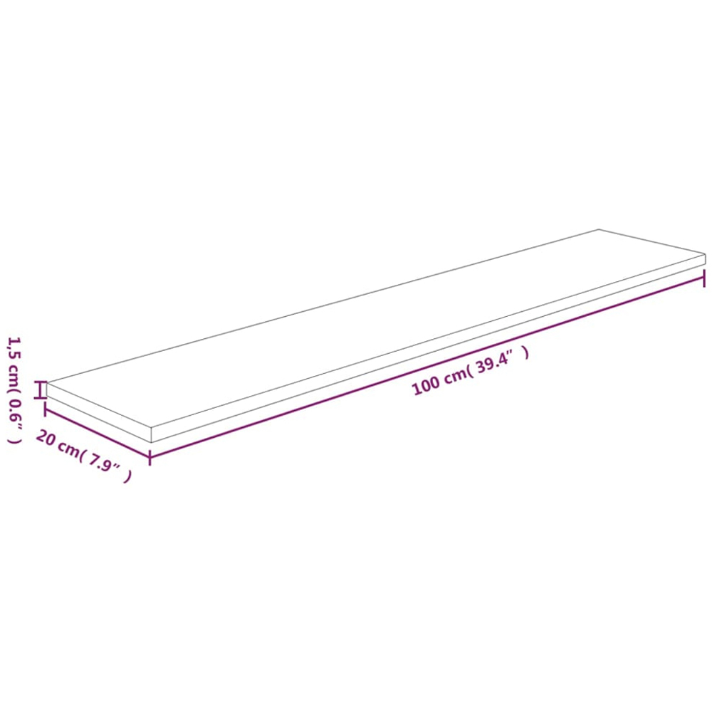vidaXL 100 x 20 x 1.5cm Untreated Solid Oak Wooden Plank Image 4