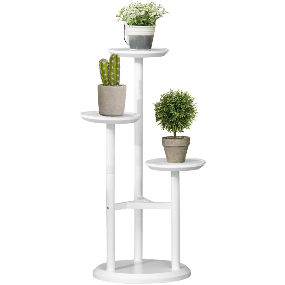 Outsunny 3 Tiered White Plant Stand Image 1