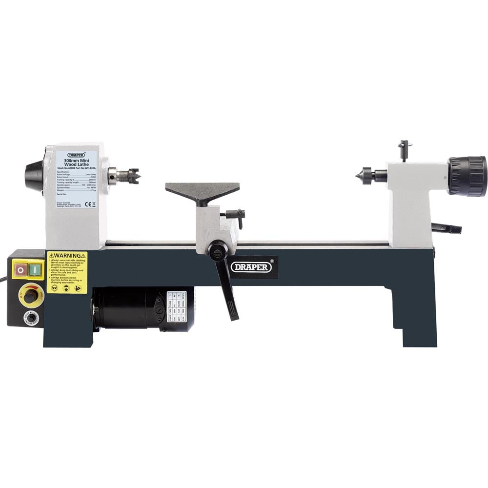 Draper Variable Speed Mini Wood Lathe 250W Image 1