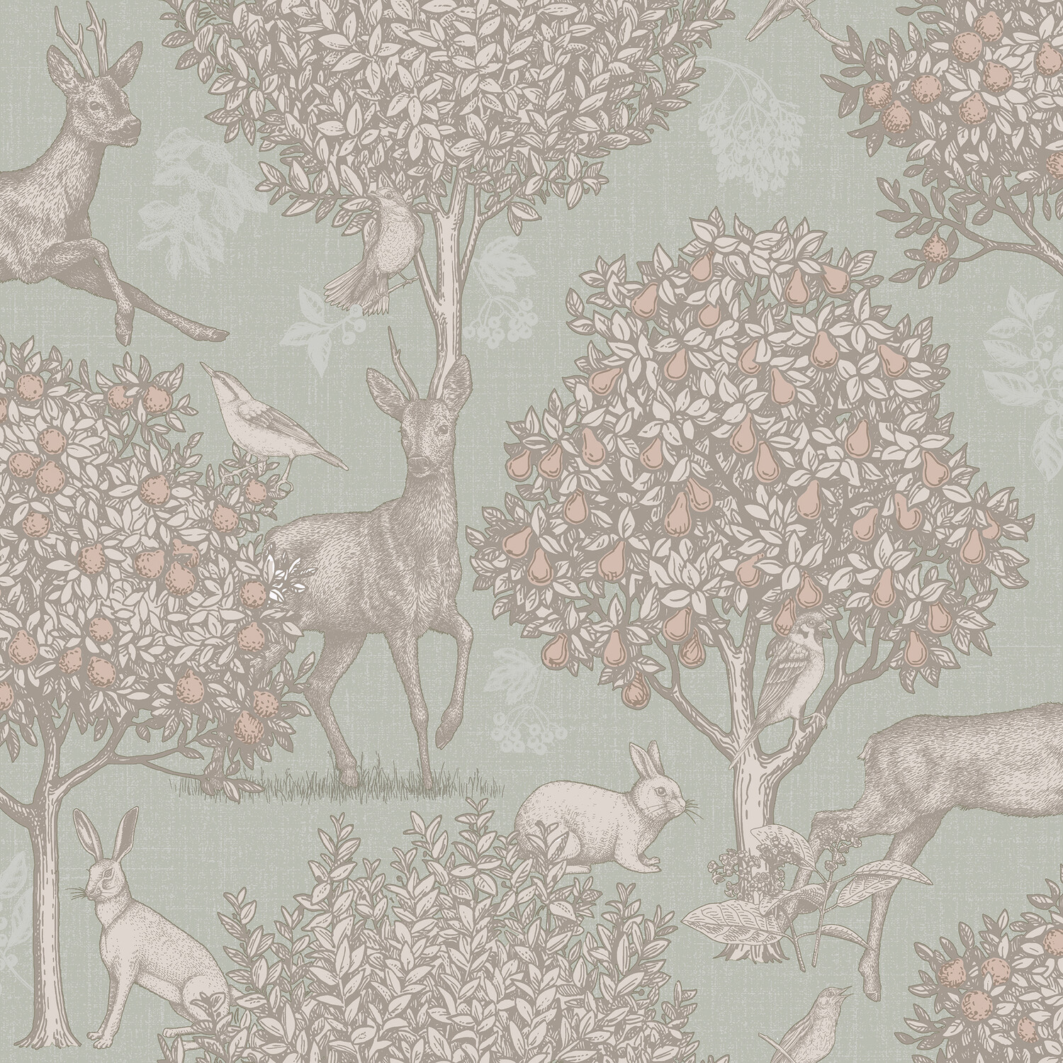 Woodland Scene Wallpaper - Sage Green Image 1