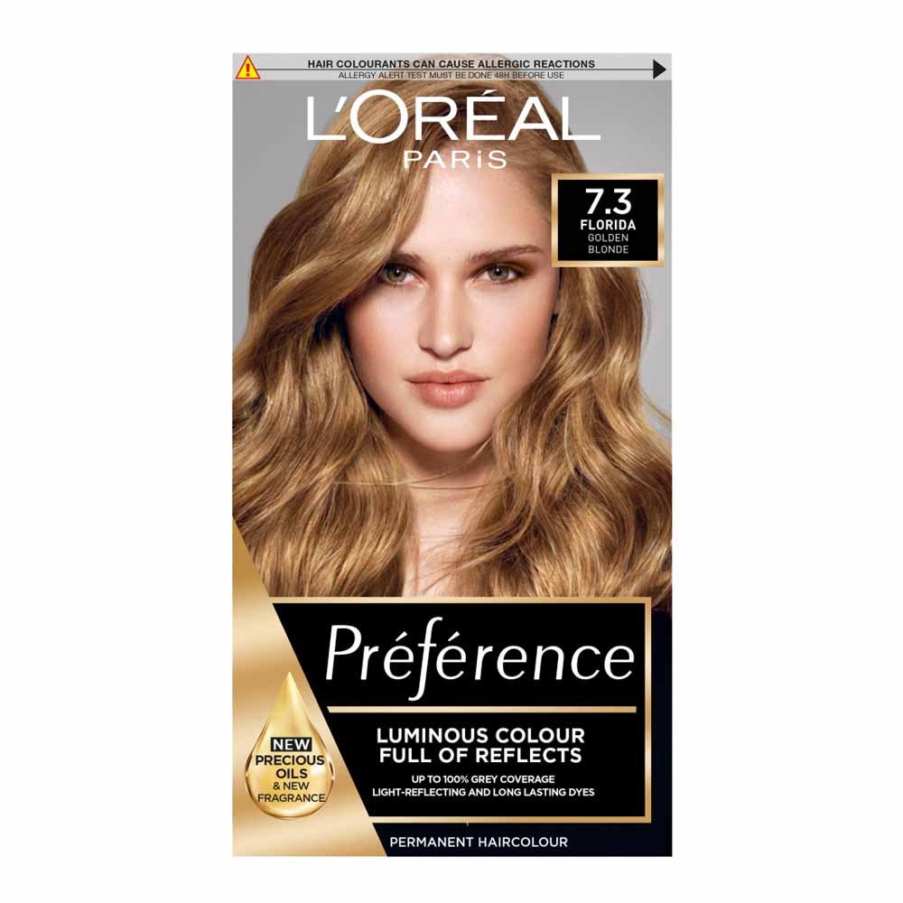 L'Oreal Paris Preference 7.3 Florida Golden Blonde Permanent Hair Dye Image 1