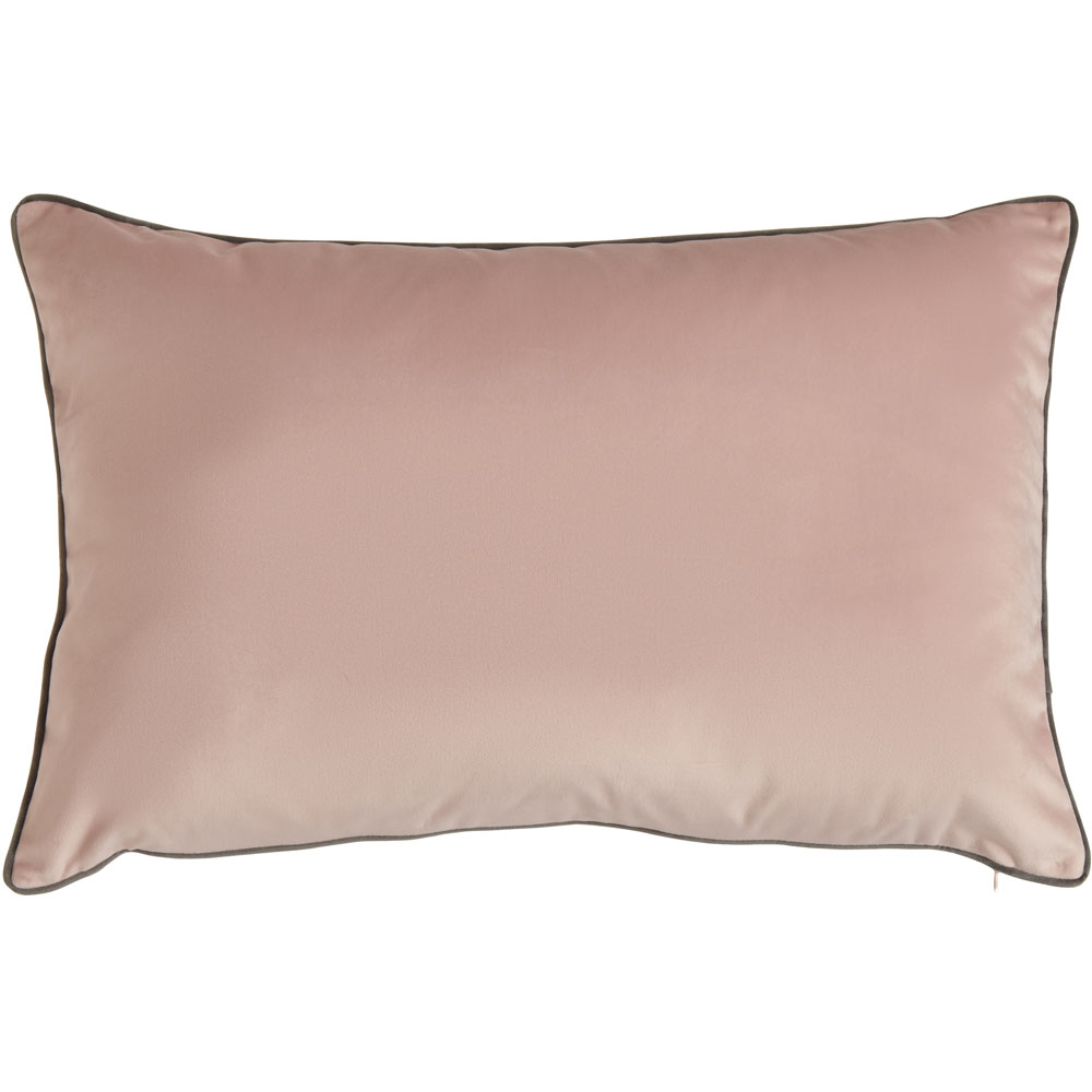 Wilko Pink Velour Cushion with Piping 60 x 40cm Image 1