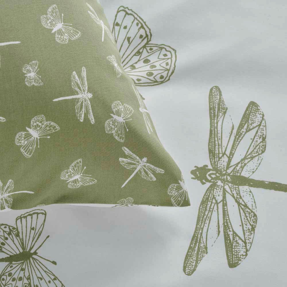 Wilko Single Green Dragonfly Reversible Duvet Set Image 3