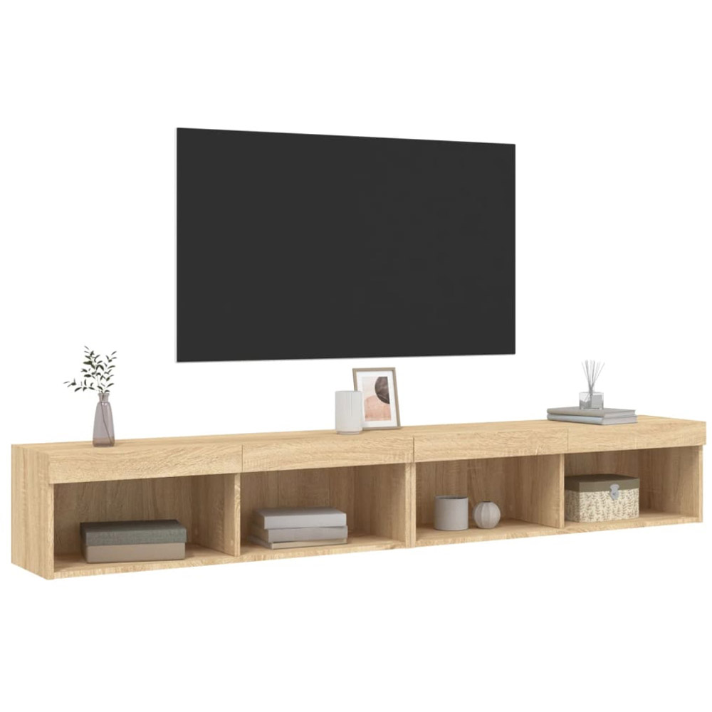 vidaXL Sonoma Oak Wall Mounted TV Cabinet Set of 2 Image 6