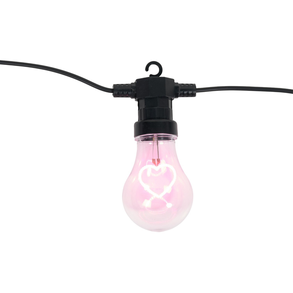 Neon Heart Bulb String Light Pink Image 4