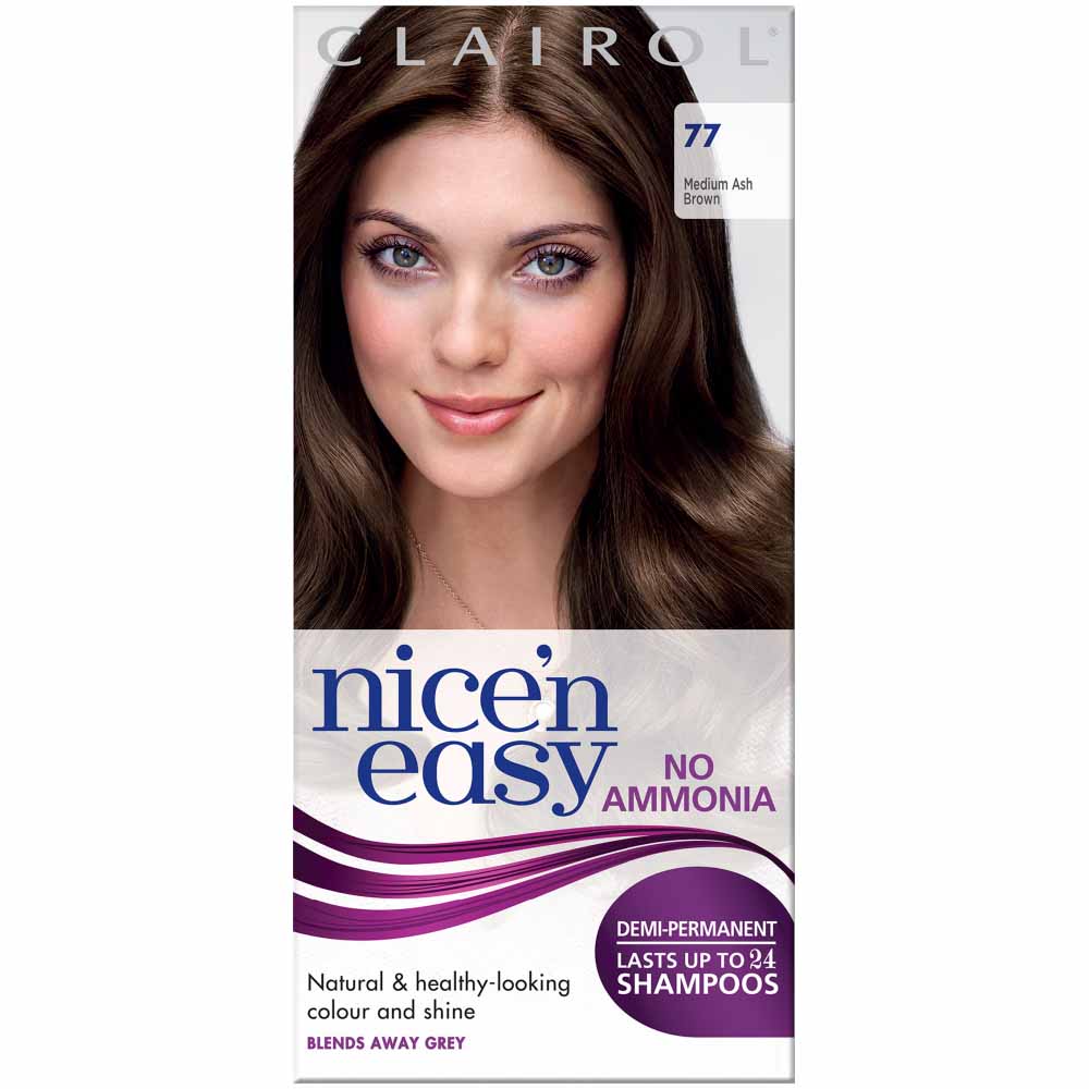 Clairol Nice'n Easy Medium Ash Brown 77 Non-Permanent Hair Dye Image 1