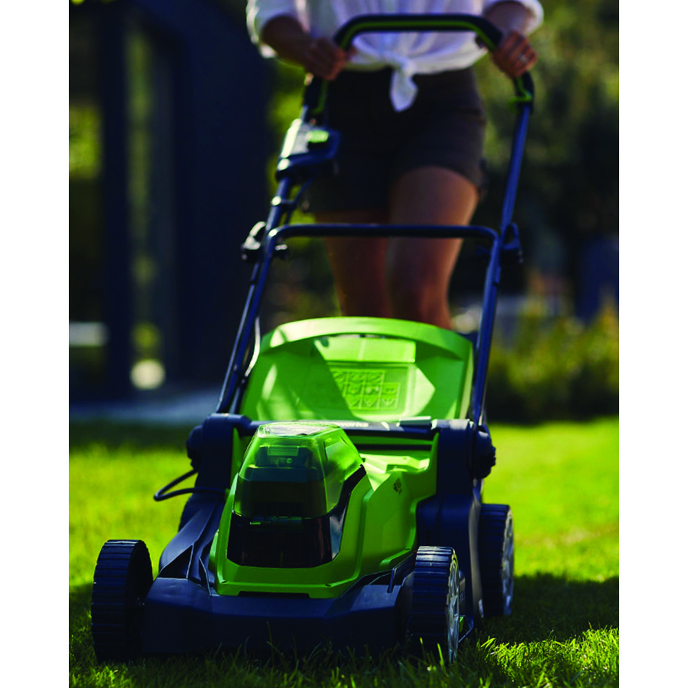 Greenworks 48V 36cm Cordless Lawn Mower Plus 24V 25cm Line Trimmer Image 2