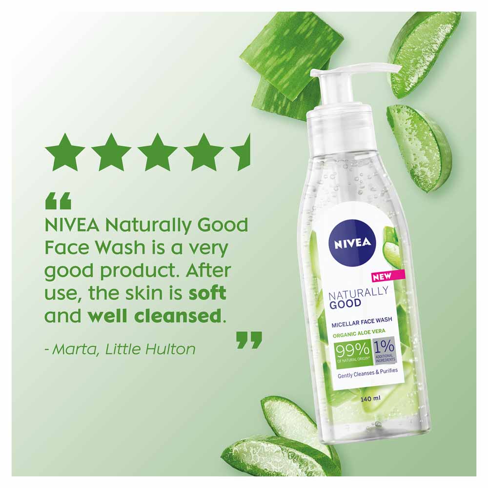 Nivea Naturally Good Organic Aloe Vera Micellar Face Wash 140ml Image 4
