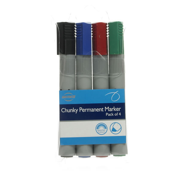 Wilko Chunky Permanent Marker Mix 4 pack Wilko