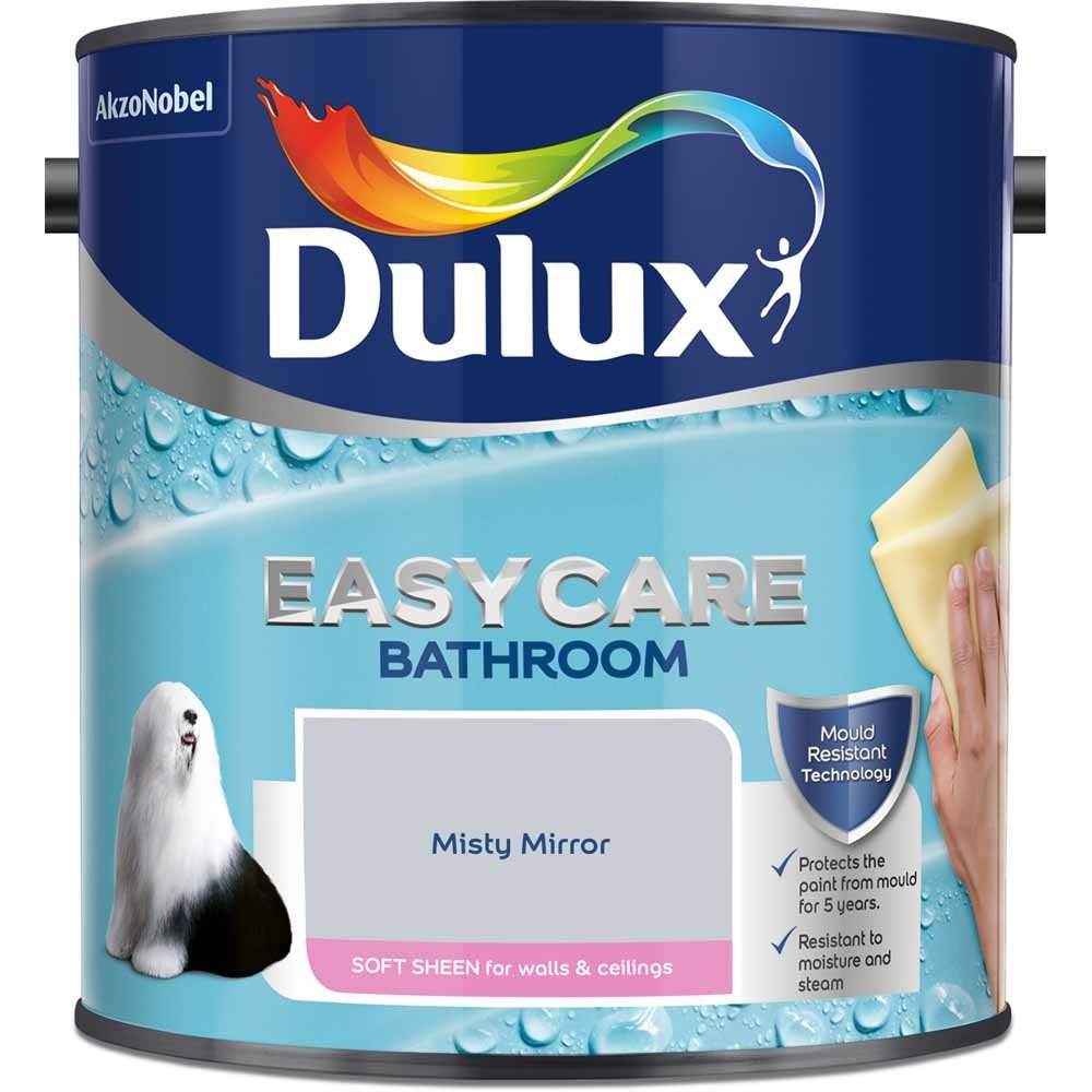 Dulux Easycare Bathroom Misty Mirror Soft Sheen Emulsion Paint 2.5L Image 2