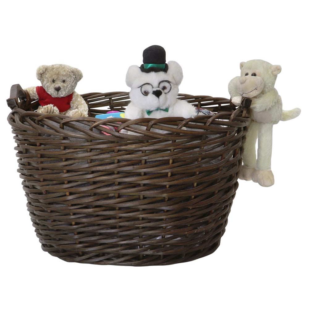 JVL Dark Willow Brown Log Basket with Metal Handles 36 x 55 x 47cm Image 6