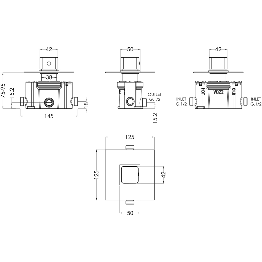 nuie Chrome Thermostatic Temperature Control Valve Image 2
