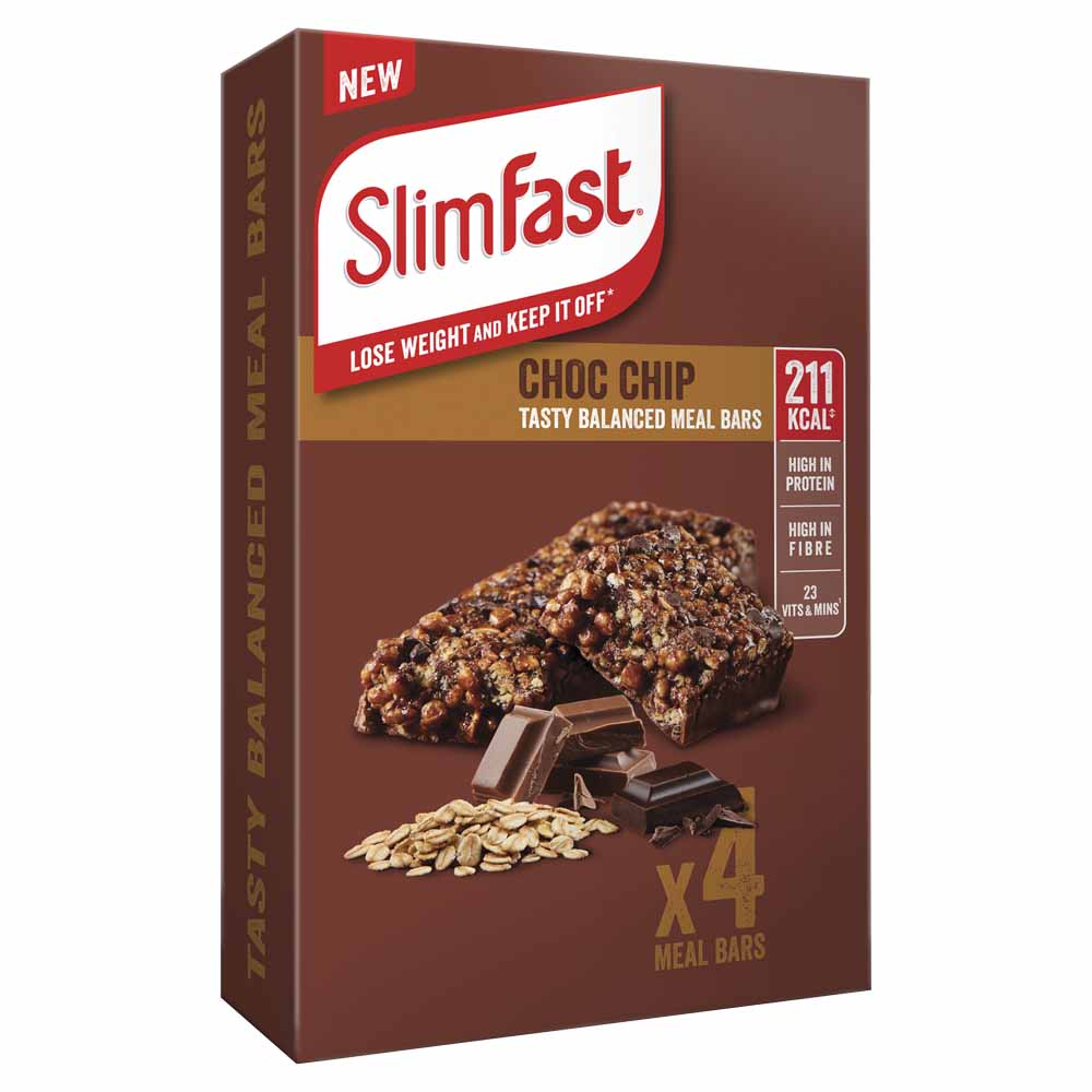 SlimFast Chocolate Chip Replacement Meal Bar 4 Pack Image