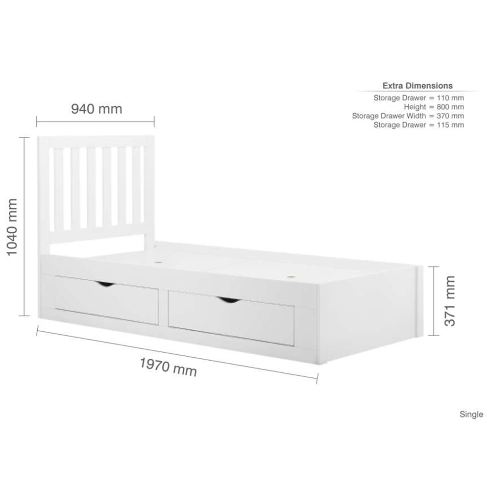 Appleby Single White Bed Image 9