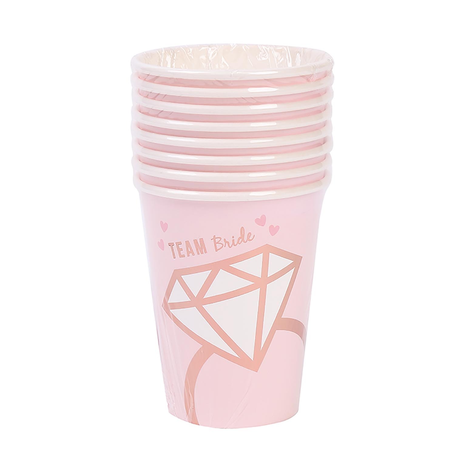 Pink Team Bride Paper Cups 8 Pack Image