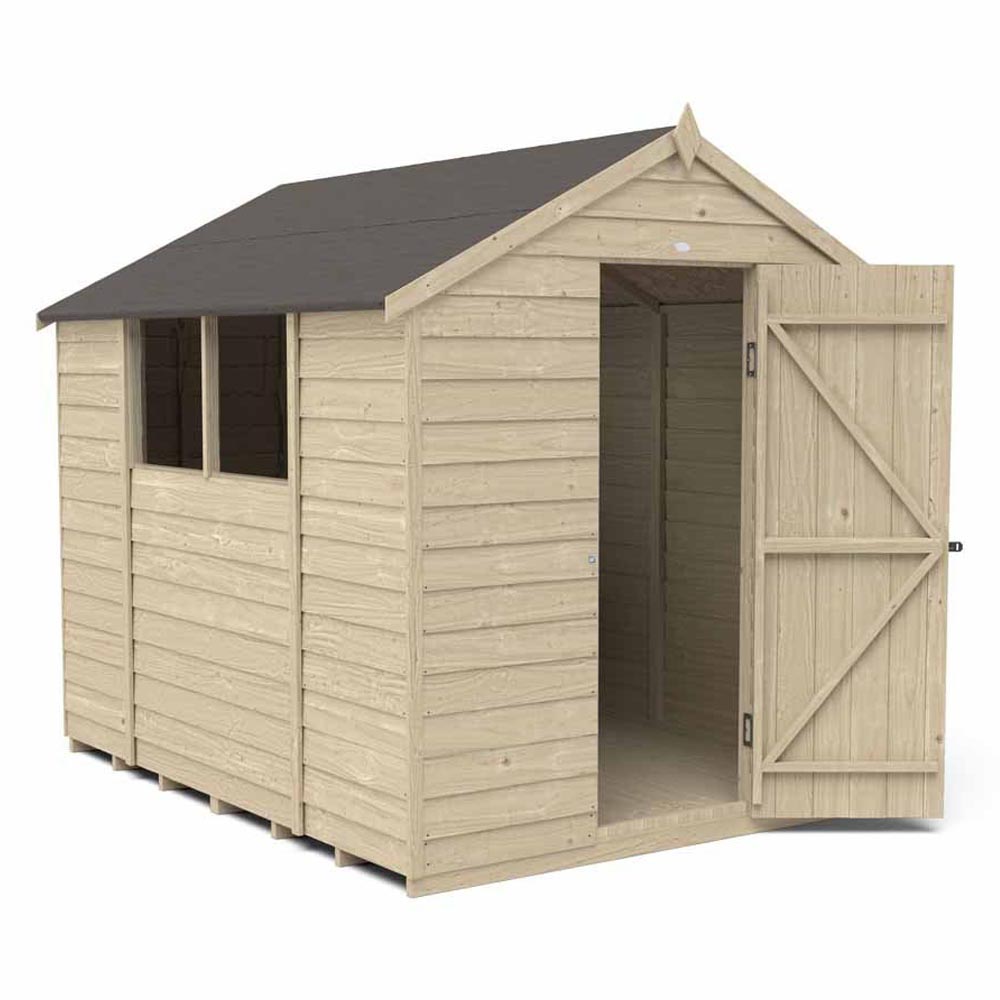 Forest Garden 8 x 6ft Overlap Pressure Treated Apex Shed Image 1
