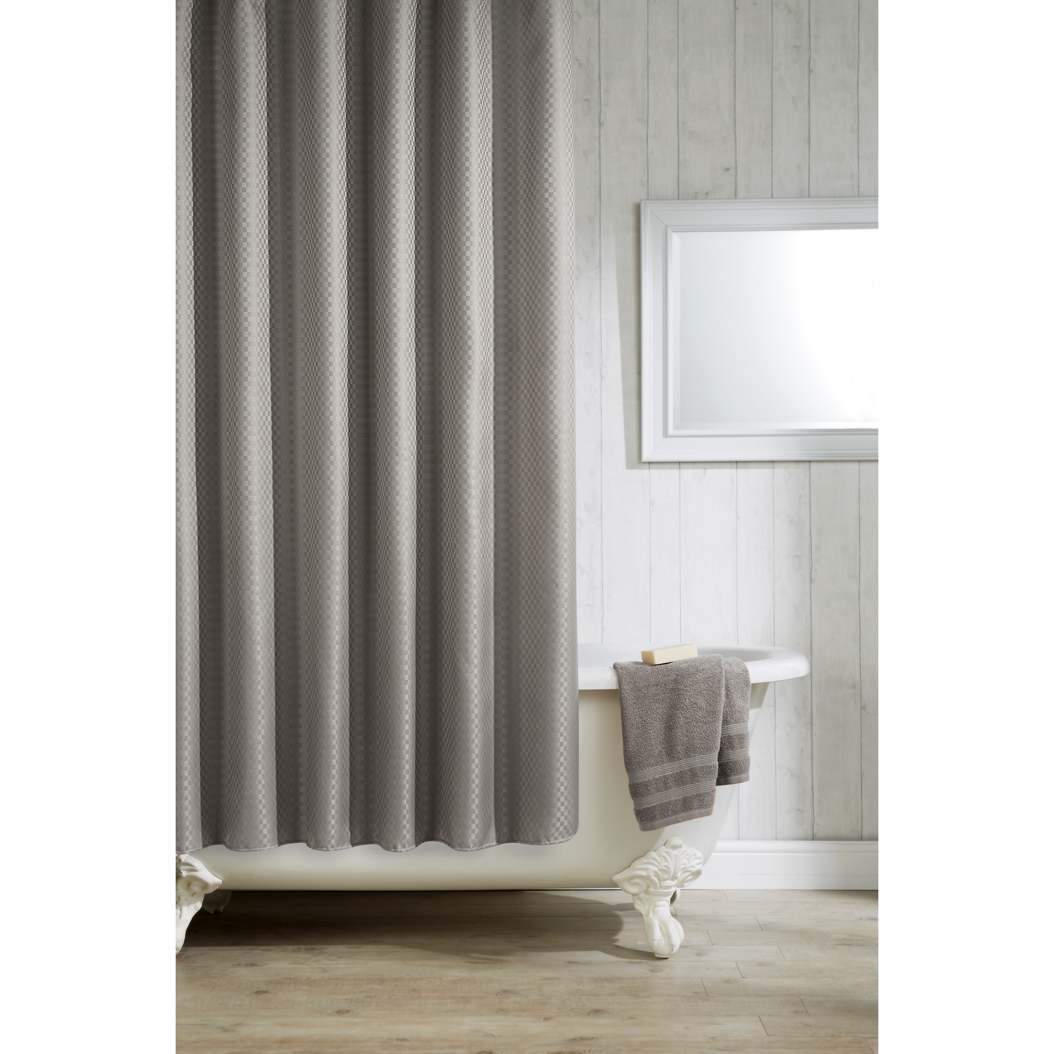 Waterline Grey Polyester Shower Curtain Image