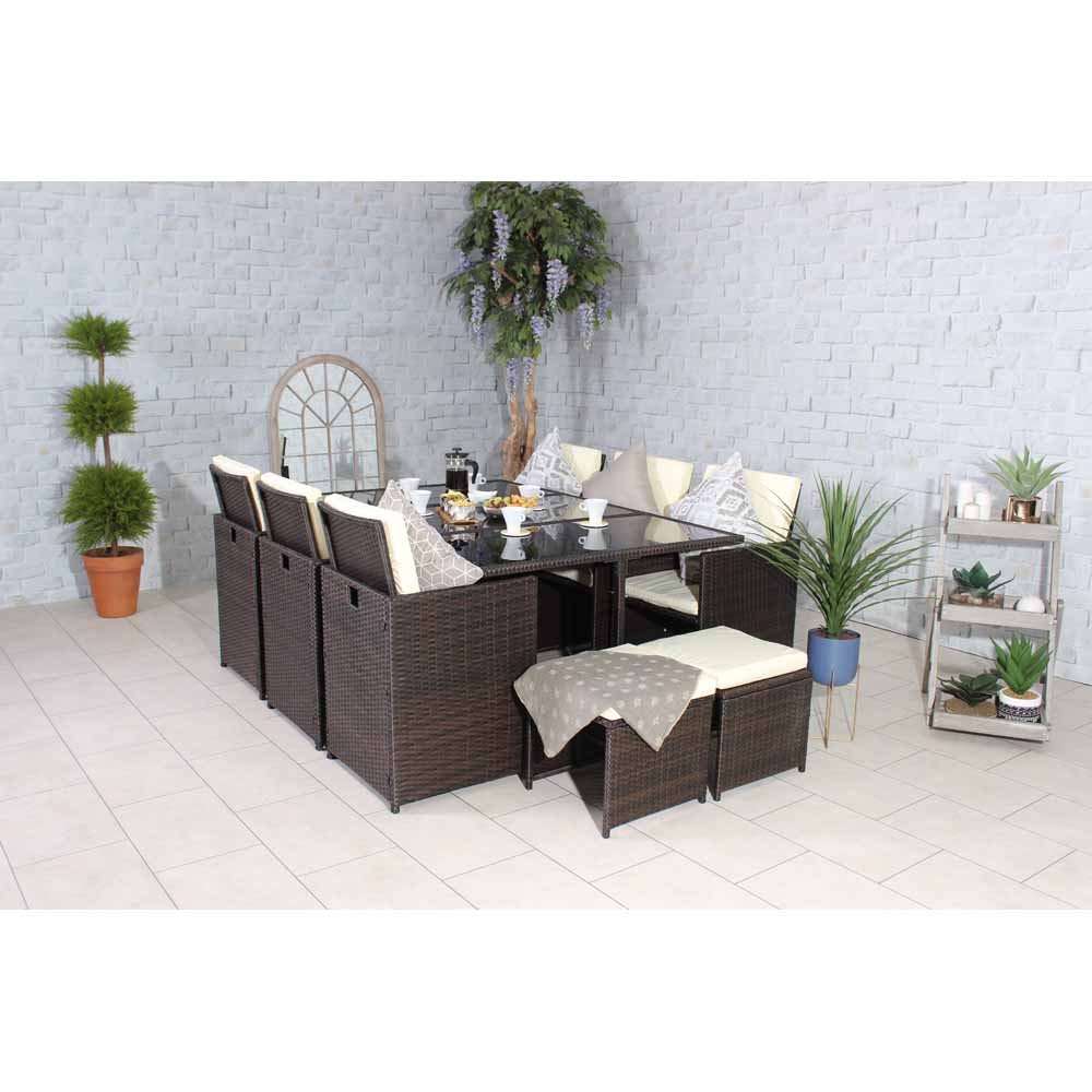 Royalcraft Cannes 10 Seater Cube Dining Set Brown Image 10