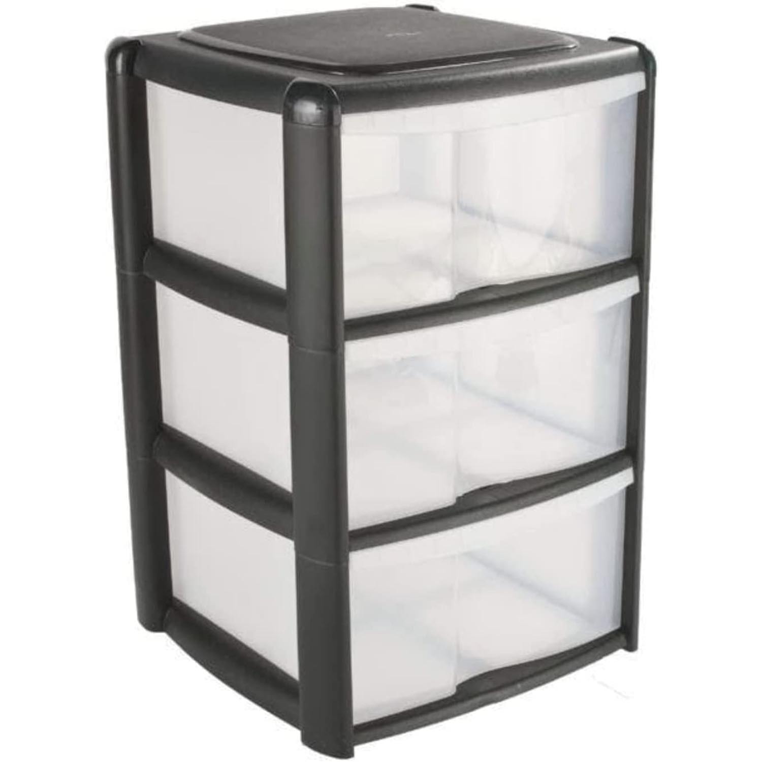 3 Drawer Black Tower Storage Unit Image