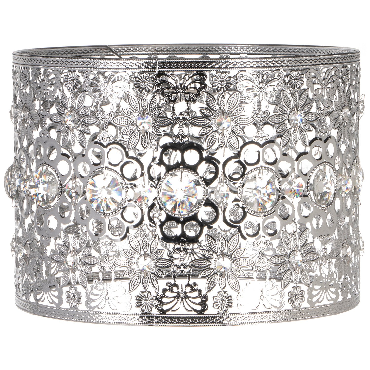 Silver Crystal Floral Butterfly Pendant Light Image