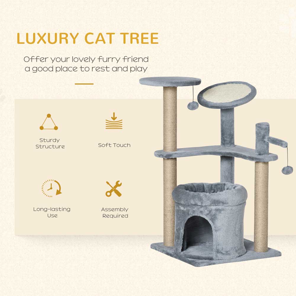 PawHut Cat Tree Tower with Scratching Post and Toy Wilko