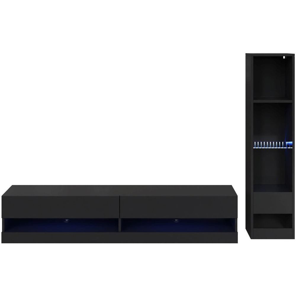 GFW Galicia 6 Shelf Black Compact Wall Mounted LED Media Set Image 2