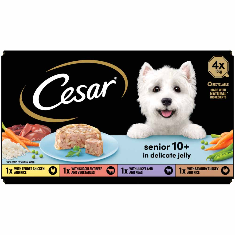 Cesar Senior Wet Dog Food Trays Meat in Delicate Jelly 4 x 150g Image 3