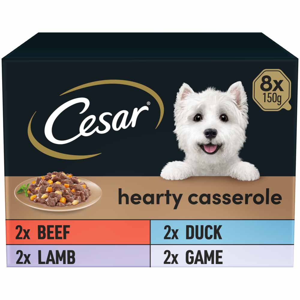 Cesar Adult Hearty Casserole Mixed Selection Wet Dog Food Trays 8 x 150g Image 1