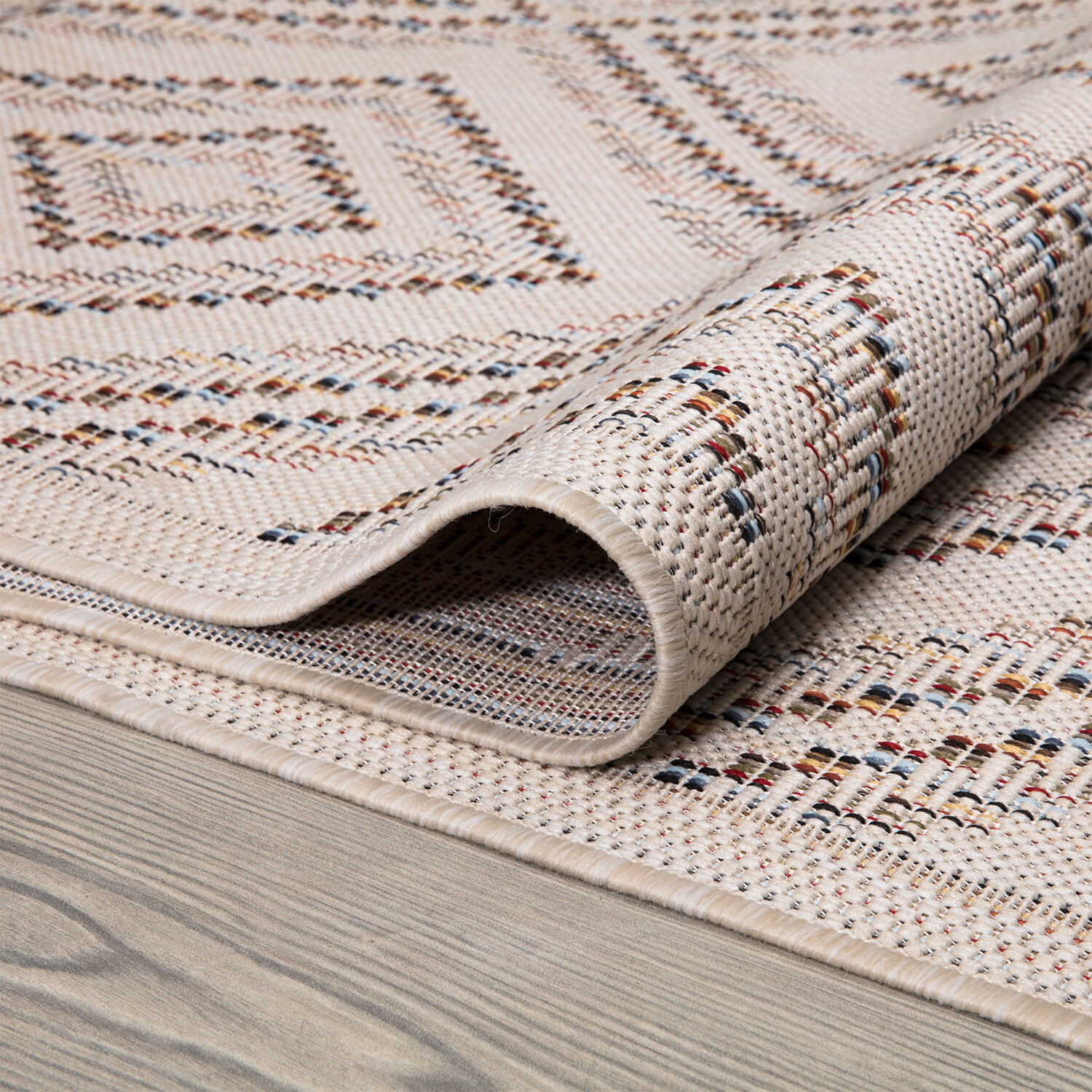 Palma Geometric Indoor and Outdoor Rug - Neutral and Brown / 120cm Image 3