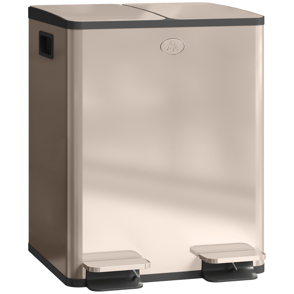 HOMCOM Golden Dual Compartment Pedal Kitchen Bin 40L Image 1