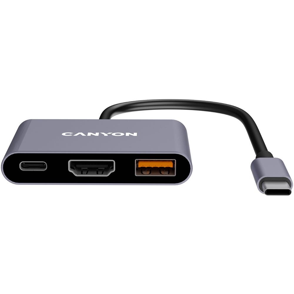 Canyon DS-4 3-in-1 Grey USB-C Port Hub Image 1