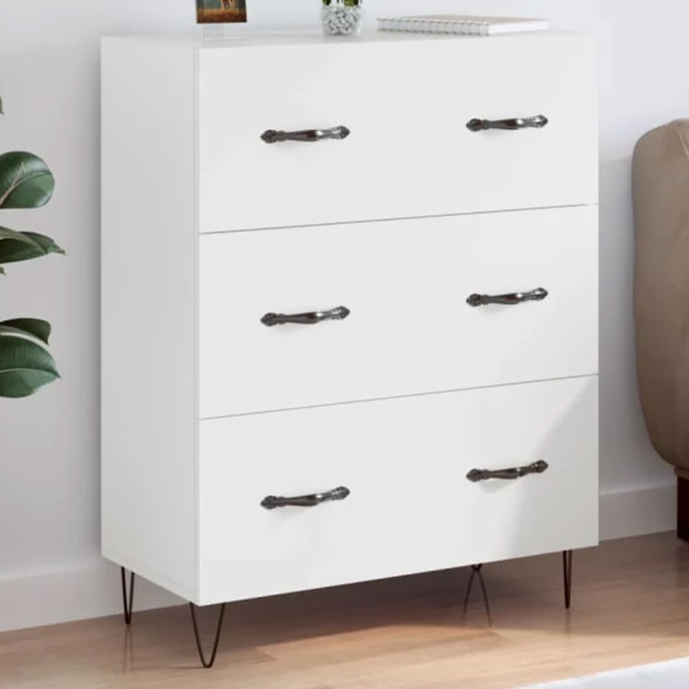 vidaXL 3 Drawer White Sideboard Image 1