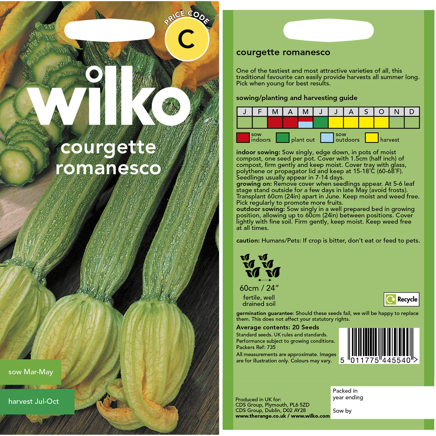 Wilko Courgette Romanesco Seeds Image 3