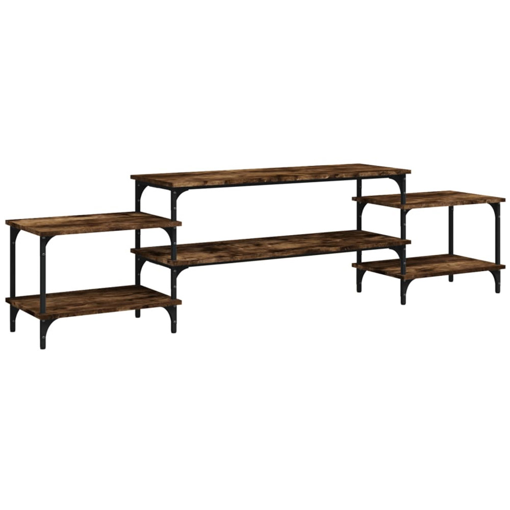 vidaXL 3 Open Shelf Smoked Oak Wide TV Cabinet with Adjustable Legs Image 2