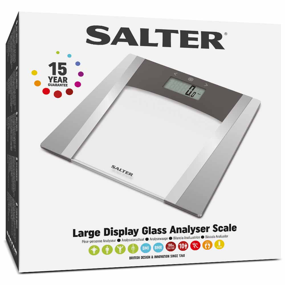 Salter Large Glass Analyser Bathroom Scales 9127 Image 1