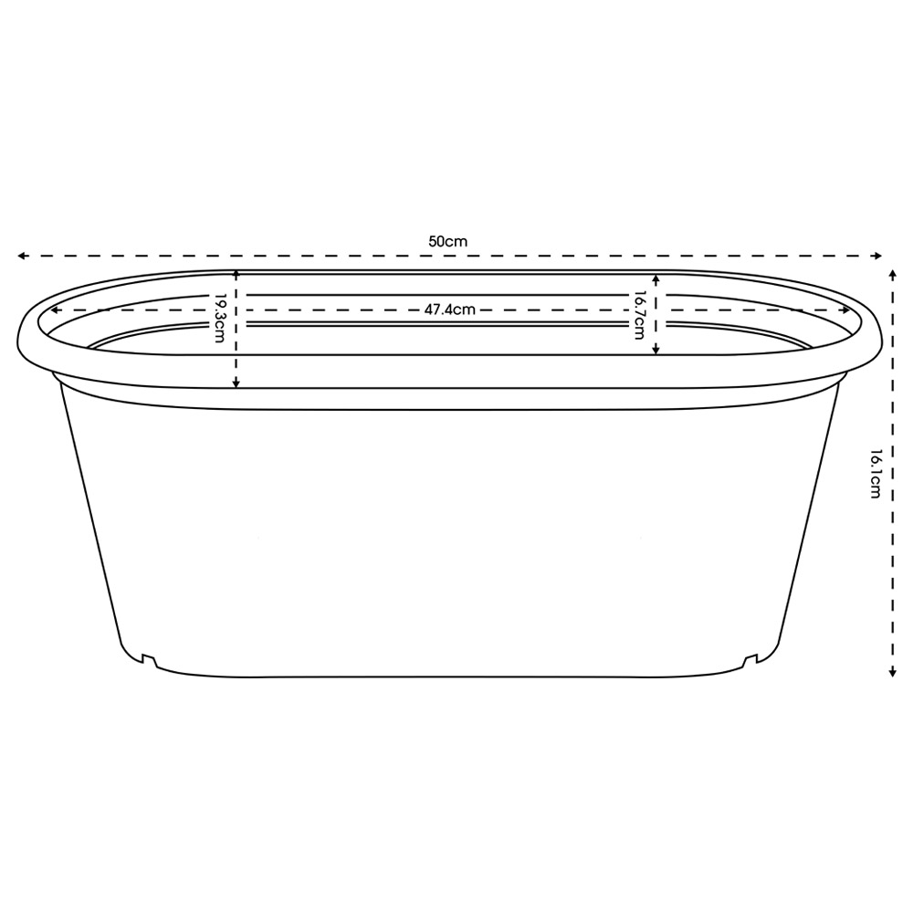 Clever Pots Grey Plastic Long Trough Pot 8L 50cm Image 5