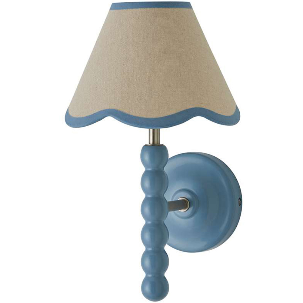 ValueLights Trim Scallop Shade Blue Bobbin LED Wall Light with Bulb Image 1