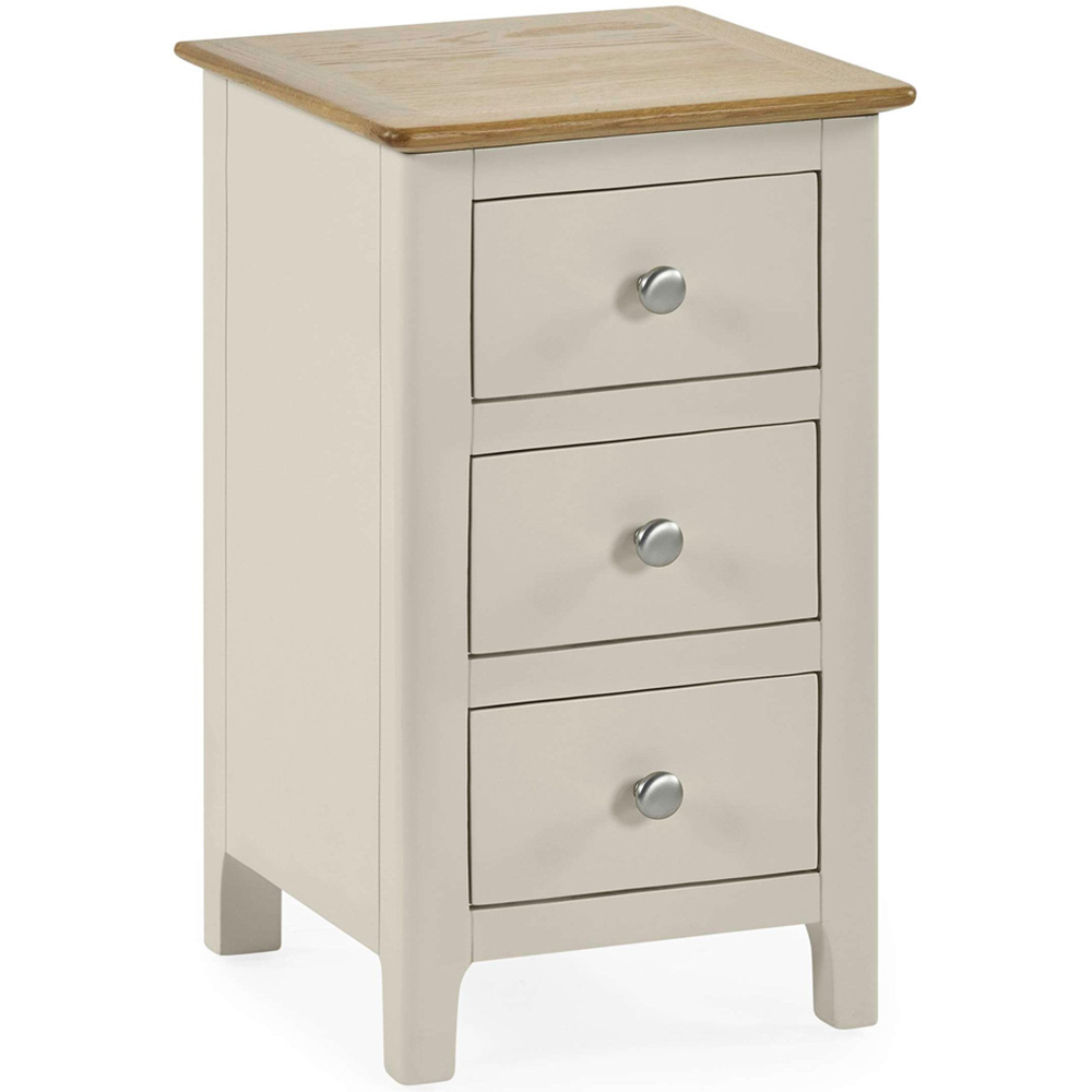 Julian Bowen Somerset 3 Drawer Truffle Grey and Oak Compact Bedside Table Image 2