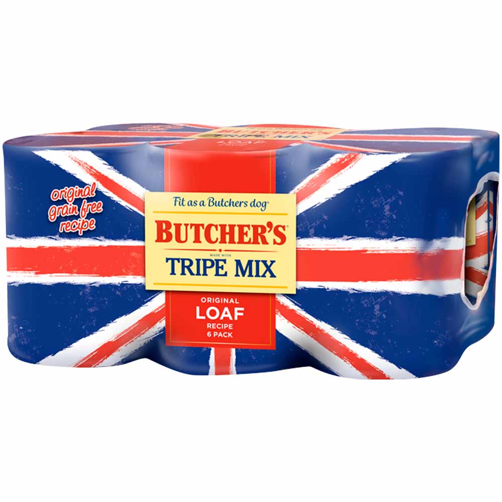 Butcher's Tripe Mix Loaf Recipes Dog Food Tins 6 x 400g Image