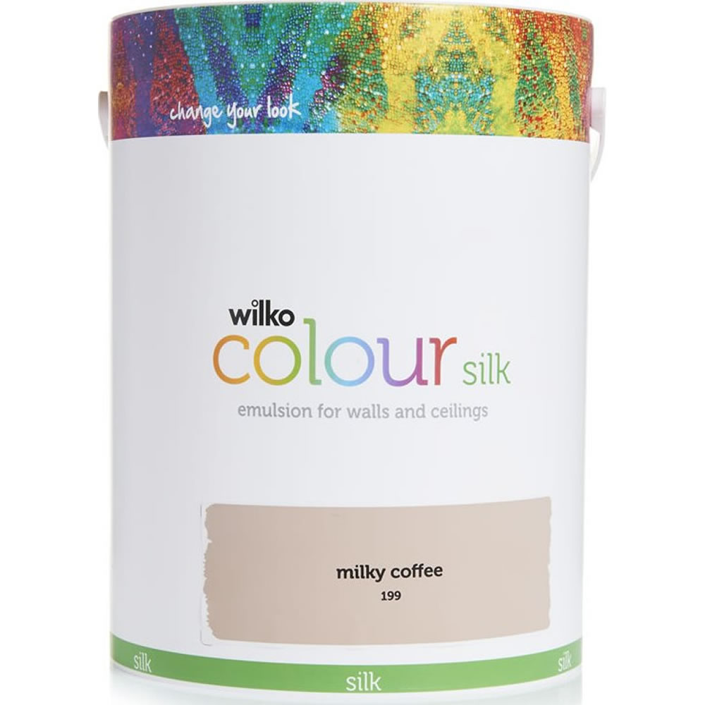 Wilko Milky Coffee Silk Emulsion Paint 5L Image 1