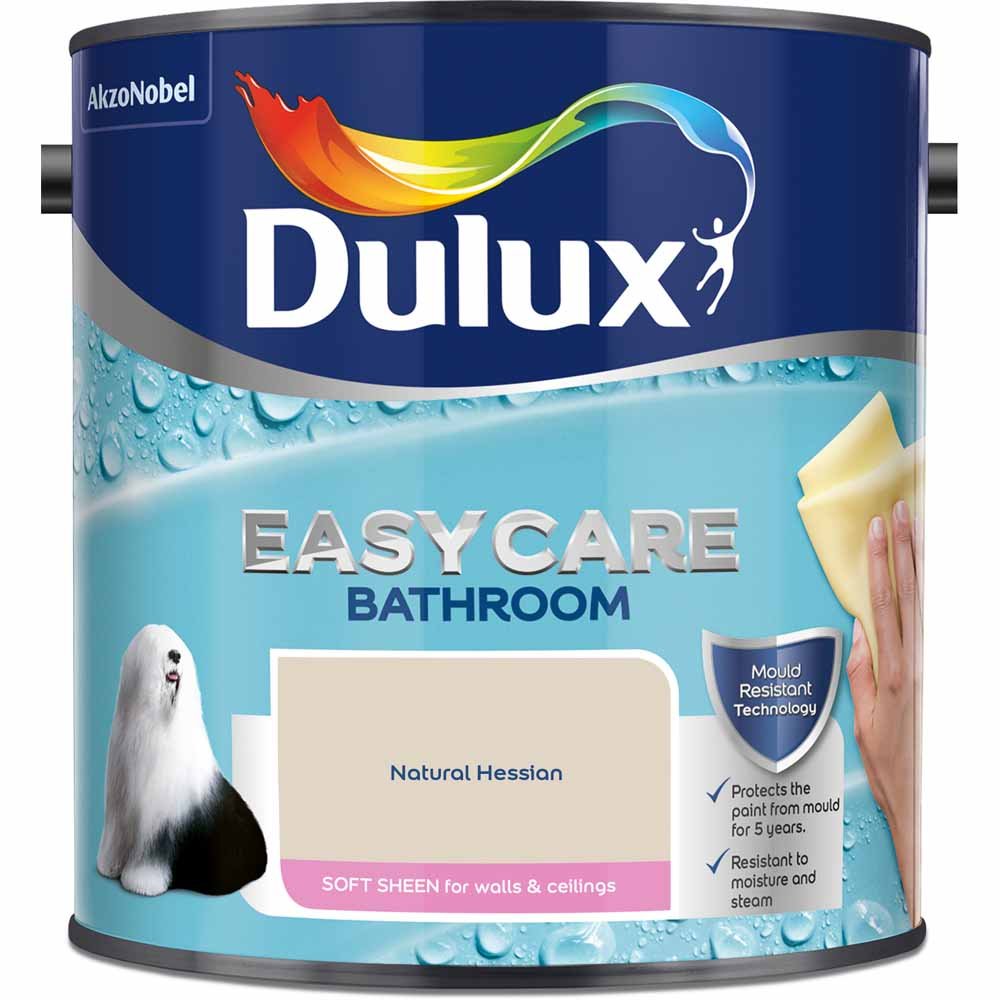 Dulux Easycare Bathroom Walls & Ceilings Natural Hessian Soft Sheen Emulsion Paint 2.5L Image 2