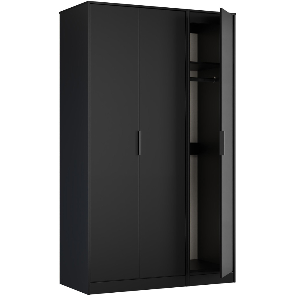 Crowndale Hong Kong 3 Door Matt Black Tall Wardrobe Ready Assembled Image 7