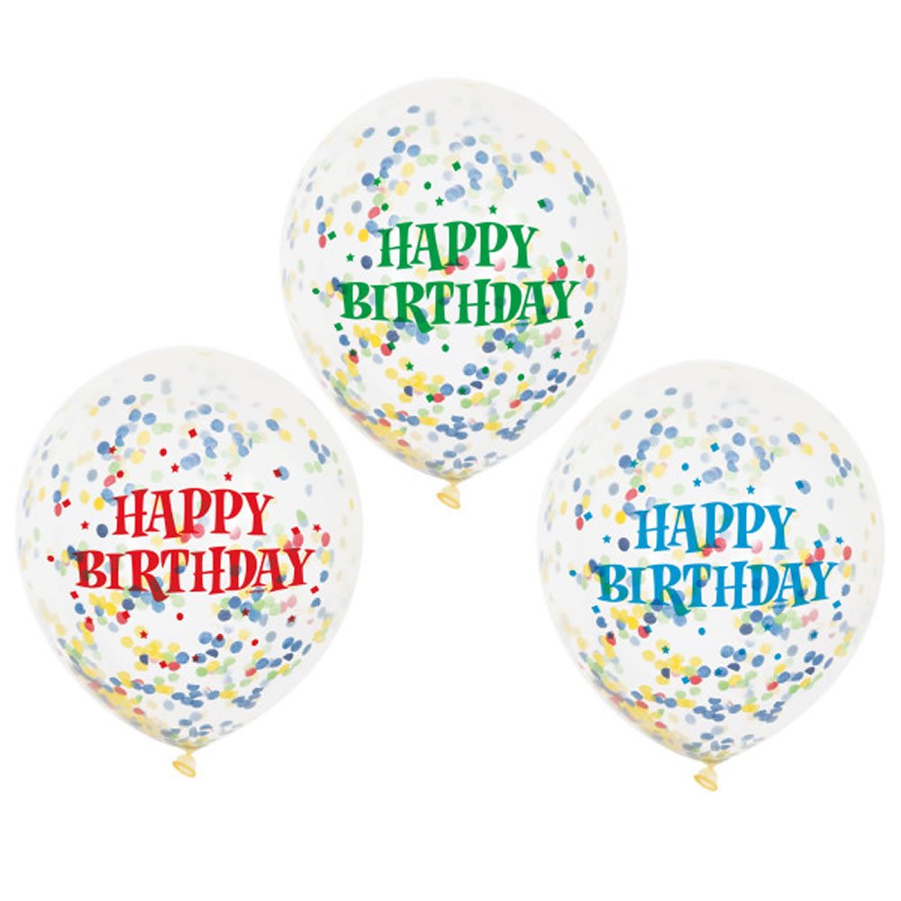 Wilko Happy Birthday Confetti Balloons 6 pack Image 5