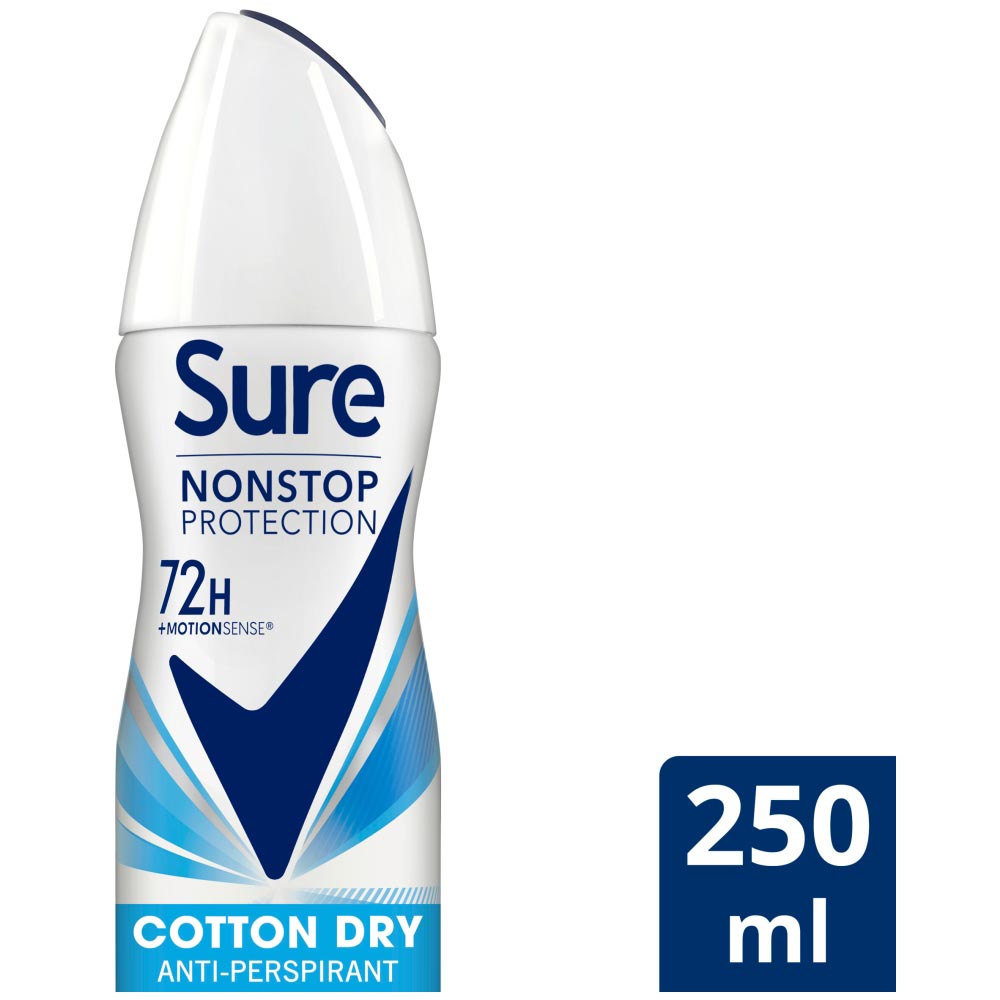 Sure Cotton Dry Non Stop Advanced Anti Perspirant Deodorant Case of 6 x 250ml Image 3
