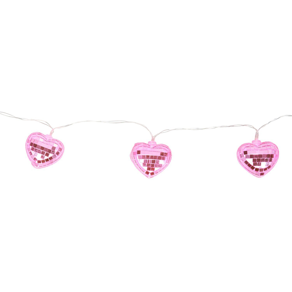Disco Heart String Lights Pink Image 3