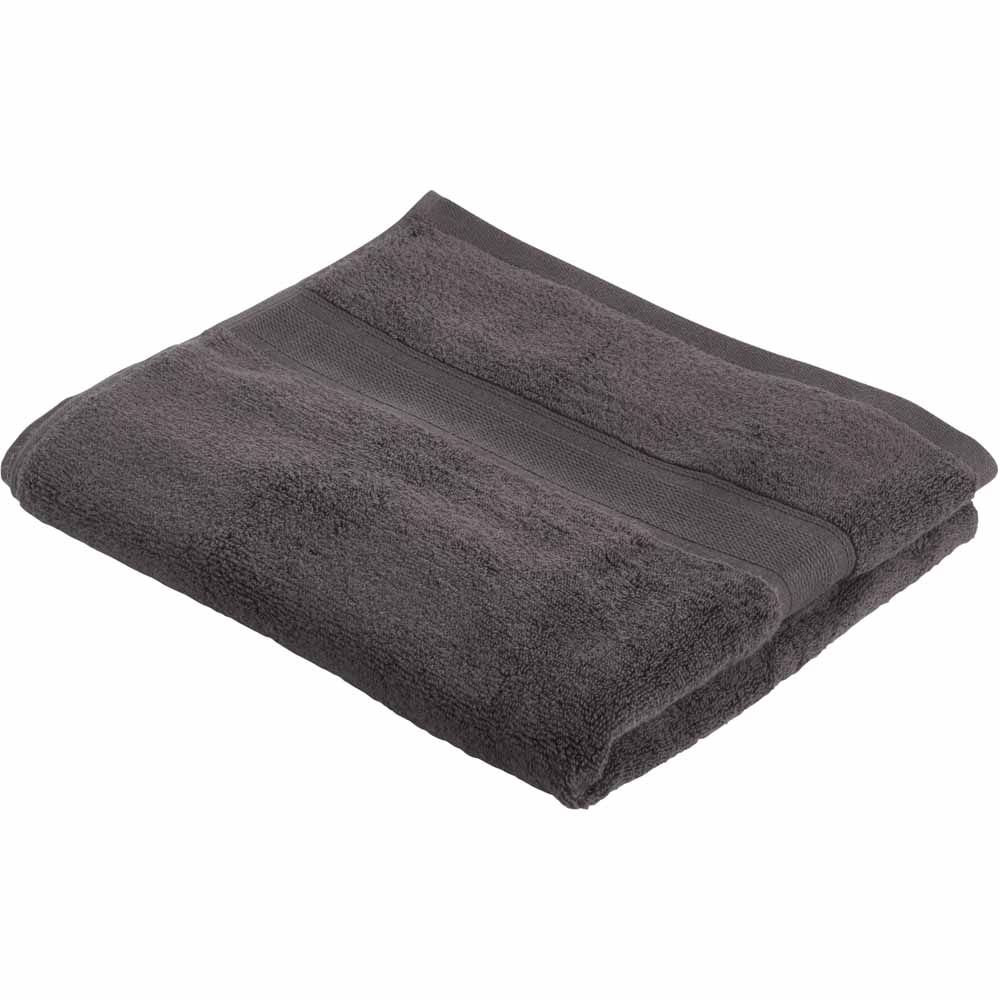 Wilko Supersoft Dark Charcoal Bath Towel Image 1